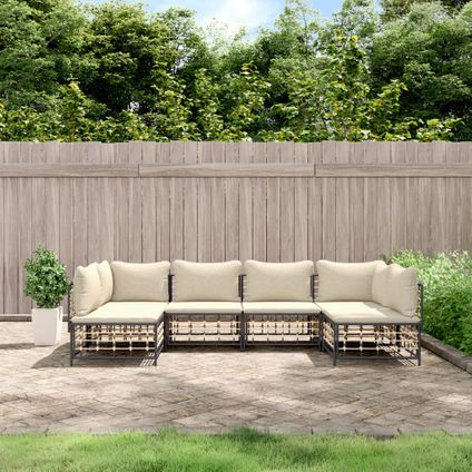 The Living Store - Poly rattan - 6-delige Loungeset met kussens poly rattan - TLS318678