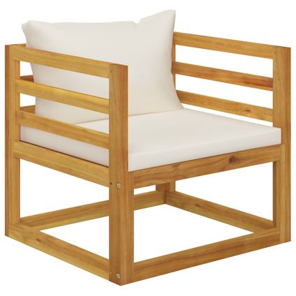 The Living Store - Bois d'acacia - Chaise de jardin avec coussins crème Bois - TLS311868