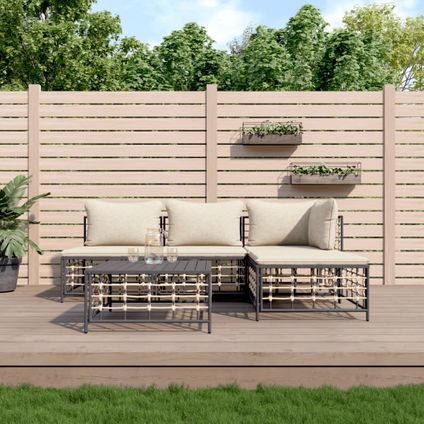 The Living Store - Poly rattan - 5-delige Loungeset met kussens poly rattan - TLS318673