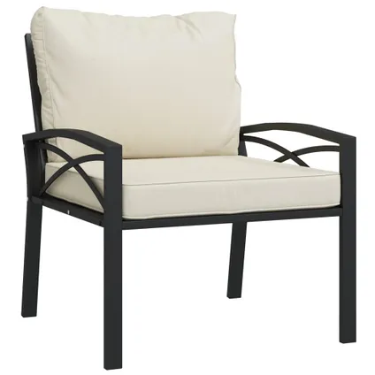 The Living Store - Acier - Chaise de jardin avec coussins sable 68x76x79 cm - TLS362720 2