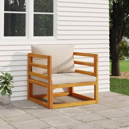 The Living Store - Bois d'acacia - Chaise de jardin avec coussins gris clair - TLS360015