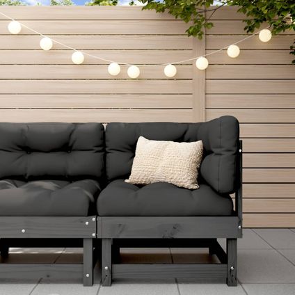The Living Store - Bois - Canapé d'angle avec coussins gris bois de pin solide - TLS825424