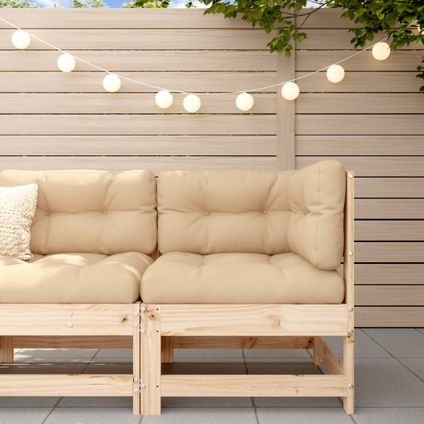 The Living Store - Bois - Canapé d'angle avec coussins bois de pin solide - TLS825541