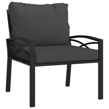 The Living Store - Acier - Chaise de jardin avec coussins gris 68x76x79 cm - TLS362714 2