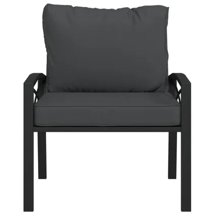The Living Store - Acier - Chaise de jardin avec coussins gris 68x76x79 cm - TLS362714 3