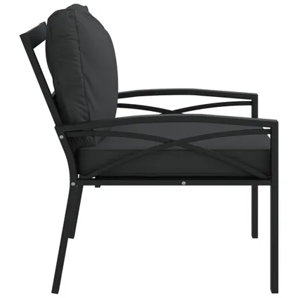 The Living Store - Acier - Chaise de jardin avec coussins gris 68x76x79 cm - TLS362714 4