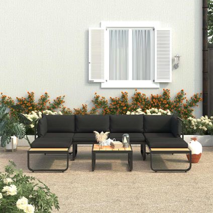 The Living Store - Métal - Canapé d'angle de jardin à 4 places avec coussins - TLS48654
