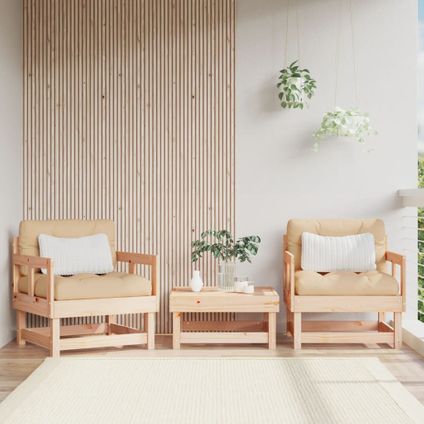 The Living Store - Bois - Chaises de jardin avec coussins lot de 2 bois de pin - TLS825443