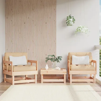 The Living Store - Bois - Chaises de jardin avec coussins lot de 2 bois de pin - TLS825443