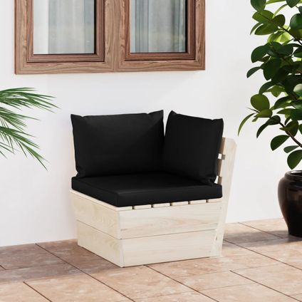 The Living Store - Bois - Canapé d'angle palette de jardin avec coussins Épicéa - TLS306335