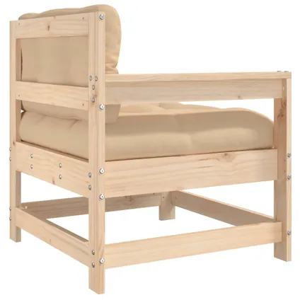 The Living Store - Bois - Chaise de jardin avec coussins bois de pin massif - TLS825569 5