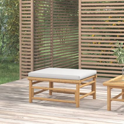 The Living Store - Bambou - Repose-pieds de jardin avec coussin gris clair - TLS362280