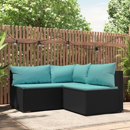 The Living Store - Poly rattan - 3-delige Loungeset met kussens poly rattan - TLS319796