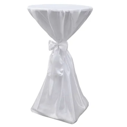 The Living Store - Tissu - Housse de table blanche avec ruban 60 cm 2 pièces - TLS241187 4
