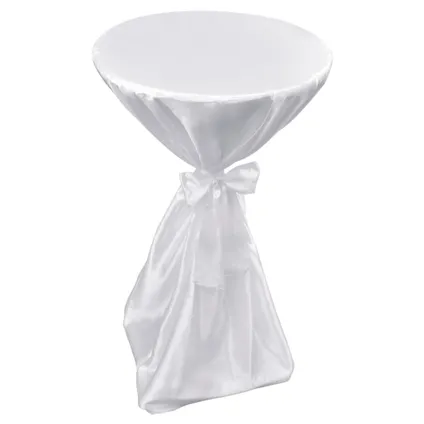 The Living Store - Tissu - Housse de table blanche avec ruban 60 cm 2 pièces - TLS241187 5