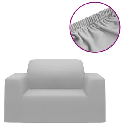 vidaXL - Jersey - Stretch meubelhoes voor bank grijs polyester jersey - TLS332940 2