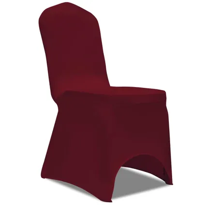 The Living Store - Tissu - Housse bordeaux extensible pour chaise 6 pièces - TLS241200 2