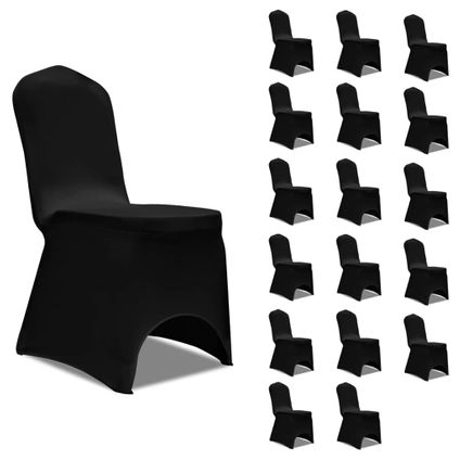 The Living Store - Tissu - Housses élastiques de chaise Noir 18 pcs - TLS305163