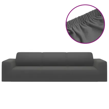 The Living Store - Jersey - Housse extensible canapé 4places Anthracite Jersey - TLS332939 2