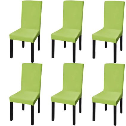 The Living Store - Tissu - Housse de chaise droite extensible 6 pcs vert - TLS131424