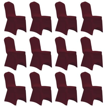 vidaXL - Tissu - Housses élastiques de chaise Bordeaux 12 pcs - 279093