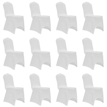 The Living Store - Tissu - Housses élastiques de chaise Blanc 12 pcs - TLS279090