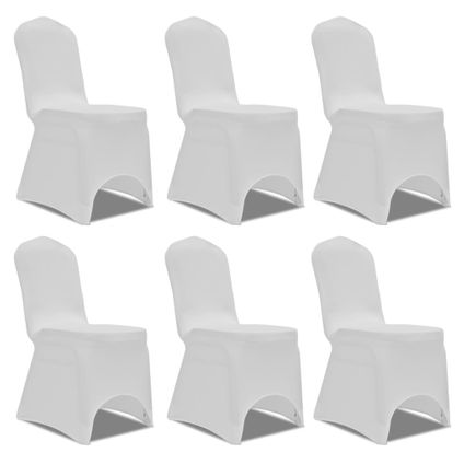 The Living Store - Tissu - Housse blanche extensible pour chaise 6 pièces - TLS241197