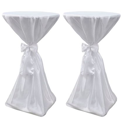 The Living Store - Tissu - Housse de table blanche avec ruban 70 cm 2 pièces - TLS241188