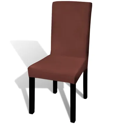The Living Store - Tissu - Housse de chaise droite extensible 4 pcs marron - TLS131426 2