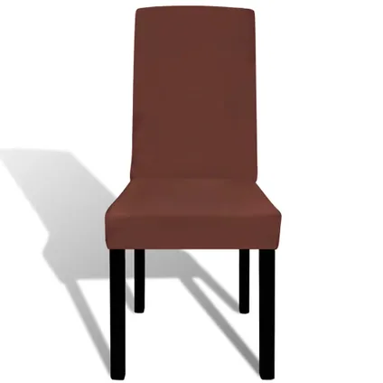 The Living Store - Tissu - Housse de chaise droite extensible 4 pcs marron - TLS131426 3
