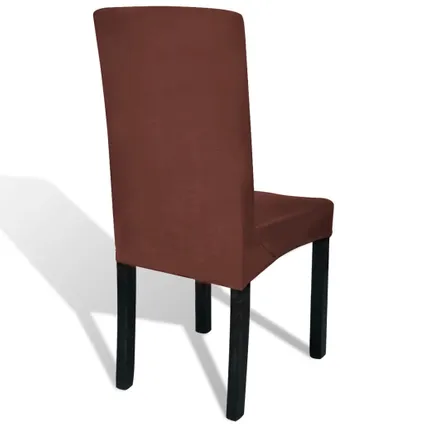 The Living Store - Tissu - Housse de chaise droite extensible 4 pcs marron - TLS131426 4