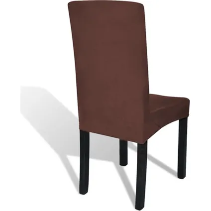 The Living Store - Tissu - Housse de chaise droite extensible 4 pcs marron - TLS131426 6