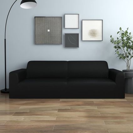 vidaXL Sofa Beschermhoes - Polyester Jersey - 3-zits - 190-230 cm breed - Zwart