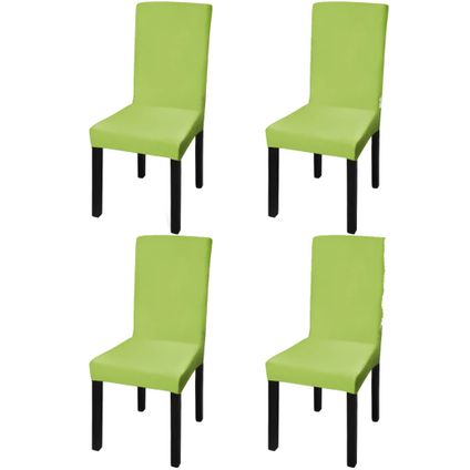 The Living Store - Tissu - Housse de chaise droite extensible 4 pcs vert - TLS131427