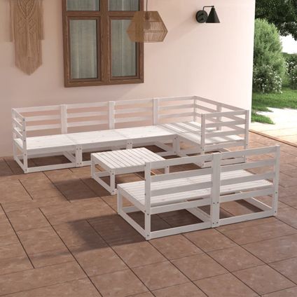 The Living Store Tuinset Gr hout Wit 70x70x67cm 2x