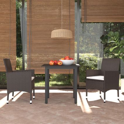 The Living Store - Poly rattan - 3-delige Tuinset met kussens poly rattan bruin - TLS309499