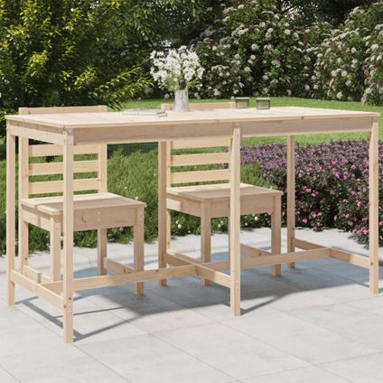 The Living Store - Bois - Table de jardin 203,5x90x110 cm bois massif de pin - TLS824102