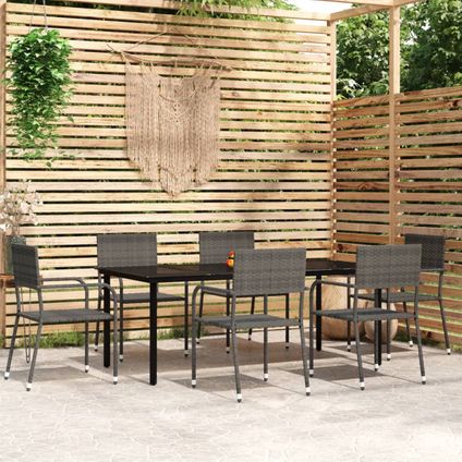 The Living Store - Poly rattan - 7-delige Tuinset grijs - TLS309958