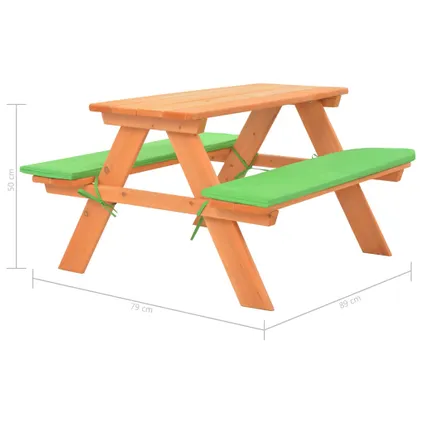 The Living Store - Bois - Table de pique-nique pour enfants avec bancs 89x79x50 - TLS91793 6