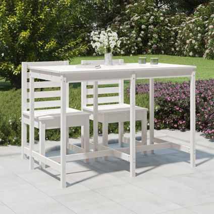 The Living Store - Bois - Table de jardin blanc 159,5x82,5x110 cm bois massif - TLS824096