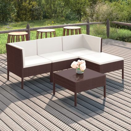 The Living Store - Poly rattan - 5-delige Loungeset met kussens poly rattan - TLS309437