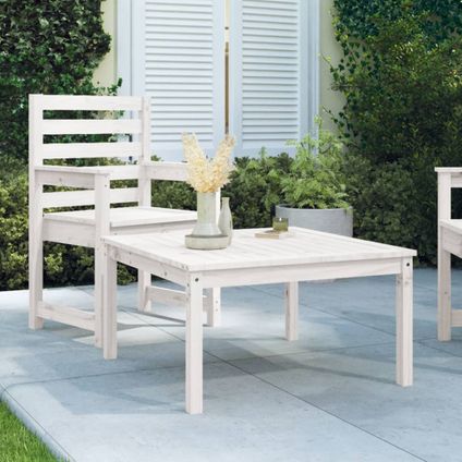 The Living Store - Bois - Table de jardin blanc 82,5x82,5x45 cm bois massif de - TLS824121