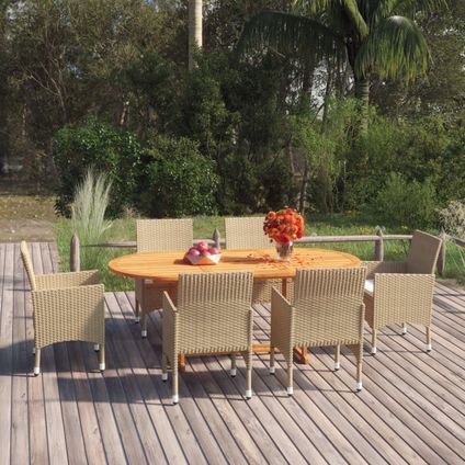 The Living Store - Poly rattan - 7-delige Tuinset poly rattan beige - TLS307075
