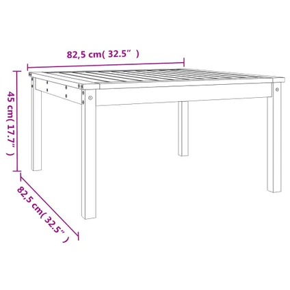 The Living Store - Bois - Table de jardin gris 82,5x82,5x45 cm bois massif de - TLS824122 8