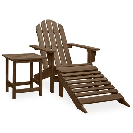 The Living Store - Bois - Chaise de jardin Adirondack avec pouf et table Sapin - TLS315931