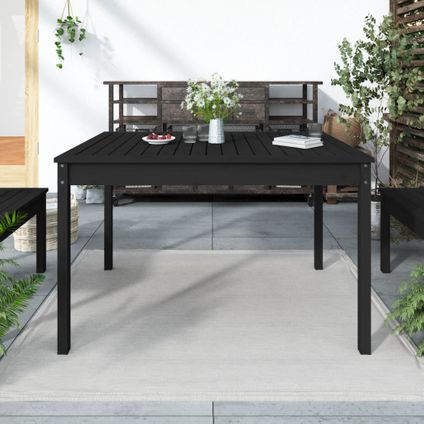 The Living Store - Bois - Table de jardin noir 121x82,5x76 cm bois massif de - TLS823973