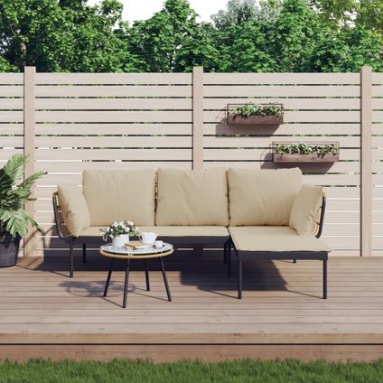 The Living Store - Poly rattan - 3-delige Loungeset met kussens poly rattan - TLS364108