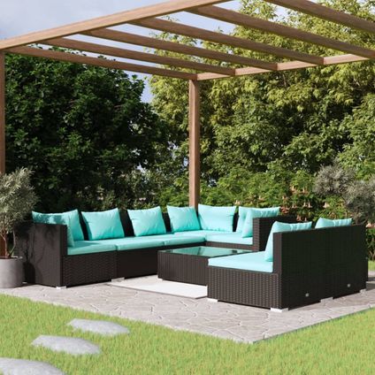 The Living Store - Poly rattan - 8-delige Loungeset met kussens poly rattan - TLS310239