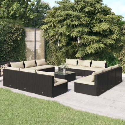 The Living Store - Poly rattan - 13-delige Loungeset met kussens poly rattan - TLS310157
