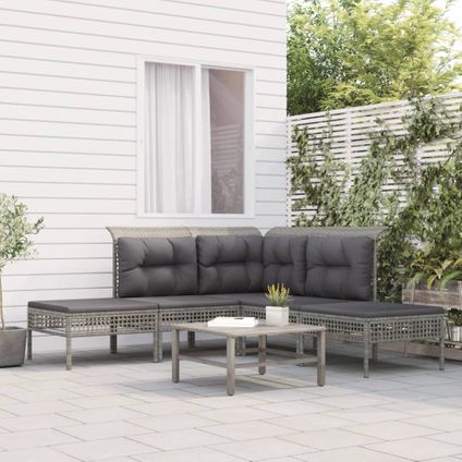 The Living Store - Poly rattan - 5-delige Loungeset met kussens poly rattan - TLS319663